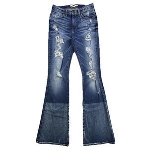 MM Vintage Flare Jeans Women’s Size 27 Blue Distressed Boho Hippie Festival